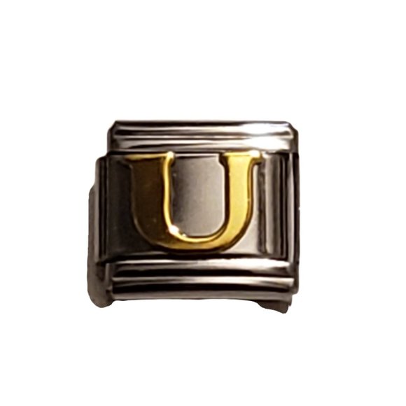 Italian Charm Bracelet Alphabet Letter Link - LETTER "U" - Picture 1 of 1